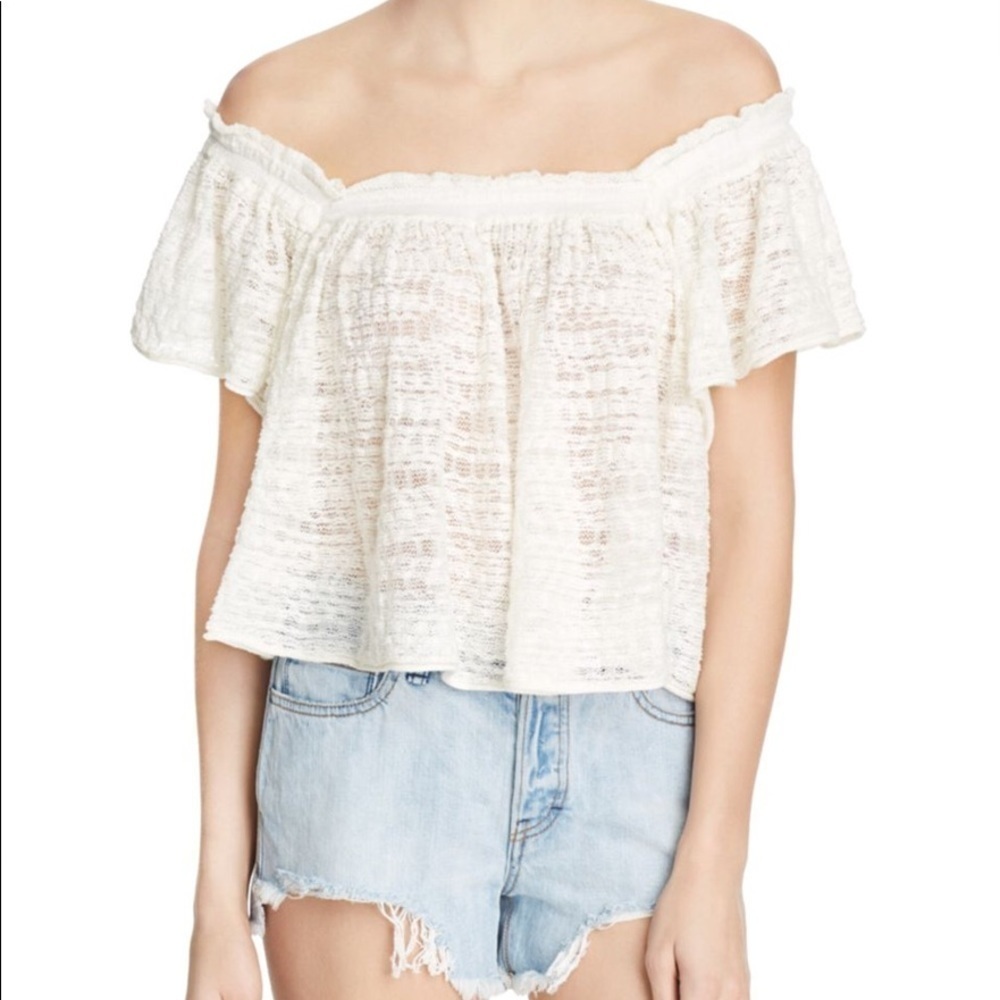 Free People Thrills + Frills off Shoulder lace top